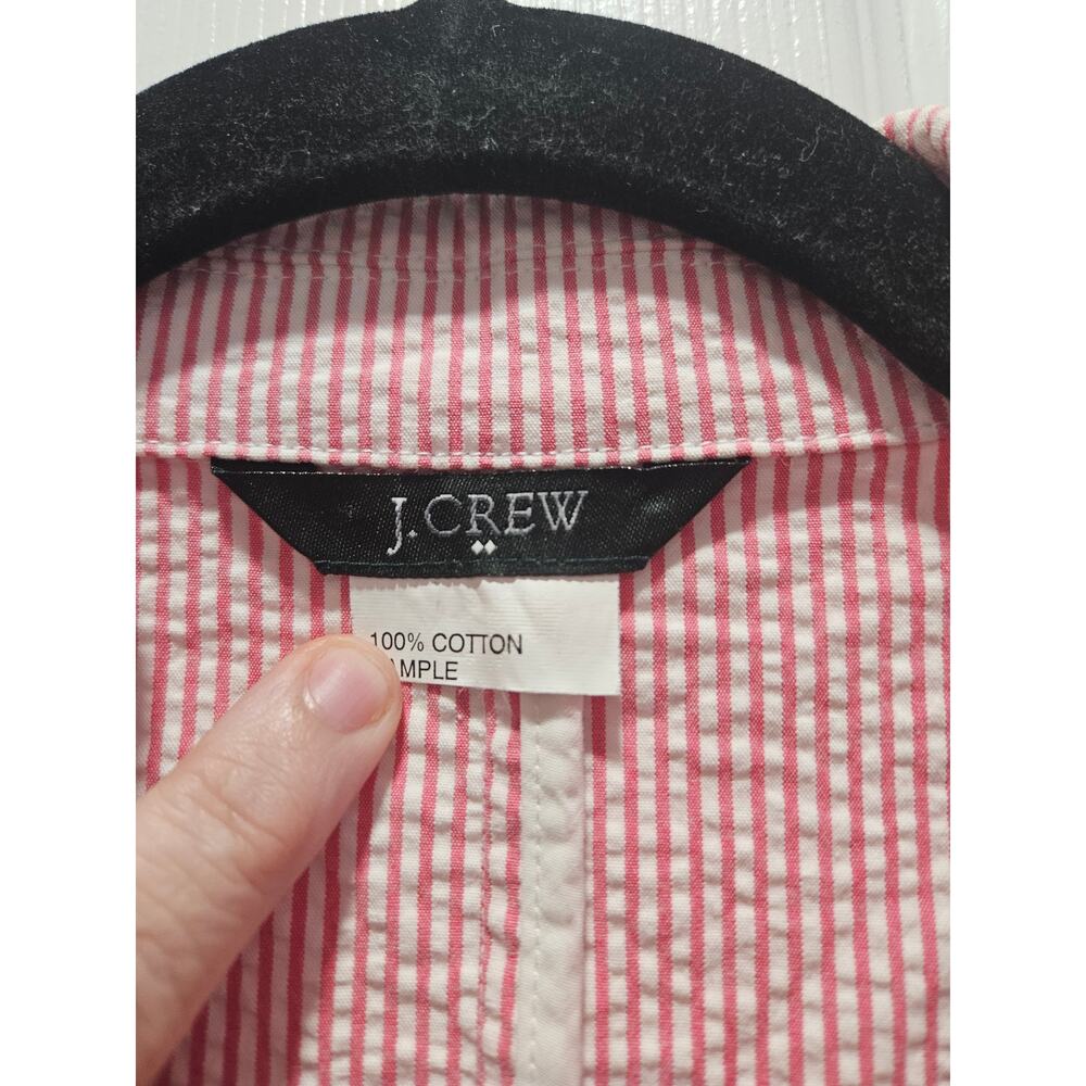 J.Crew Pink White Seersucker Blazer Jacket Sample Size 4 Cotton Preppy Career - Picture 2 of 7